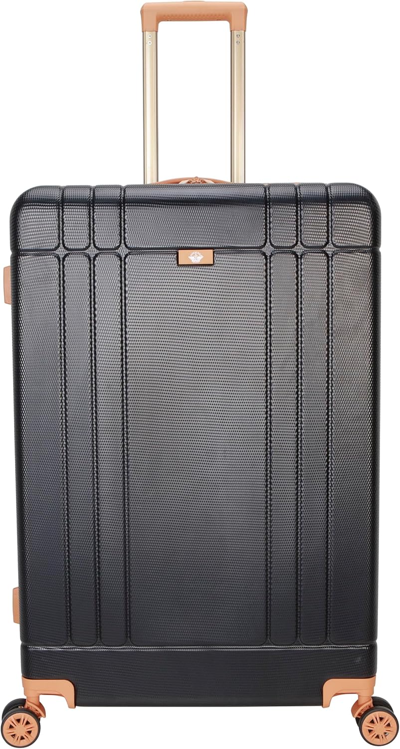 Dockers Hooper Hardside Expandable 8-Wheel Spinner Travel Checked Luggage, 28-Inch, Black