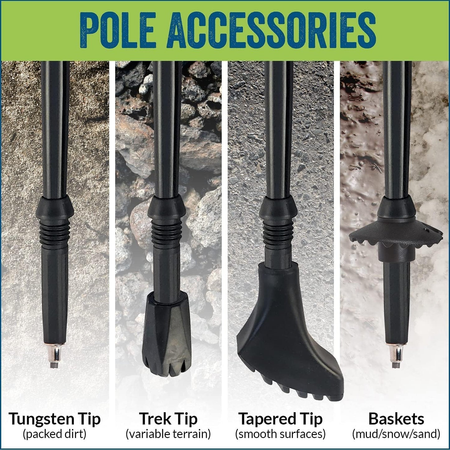 York Nordic Ultralight Folding Walking Poles - Travel Ready - with Rubber Feet, Baskets, and Bag