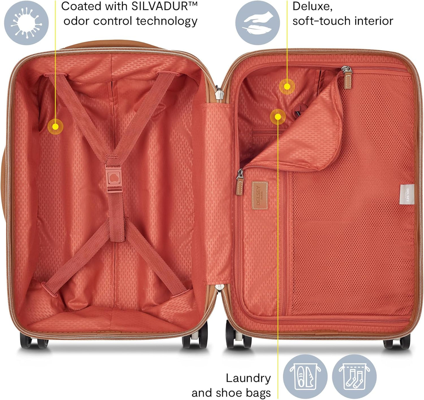 DELSEY PARIS Chatelet Air 2.0 Hardside Luggage with Spinner Wheels, Chocolate Brown, Carry on 20 Inch