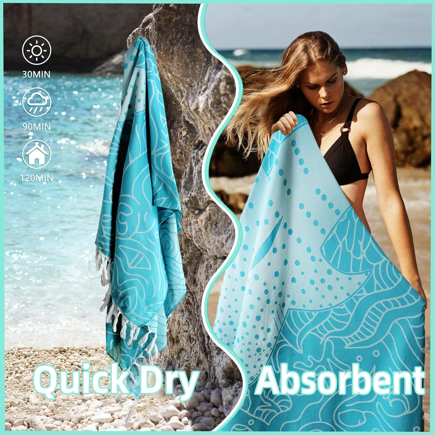 Oversized Turkish Beach Towel Blanket Cotton Giant XL Sandproof Towels Huge Linen XXL Extra Large Big Throw Quilt Blankets for Adults Cloud Travel Camping Glamping Accessories Essentials Whale Shark