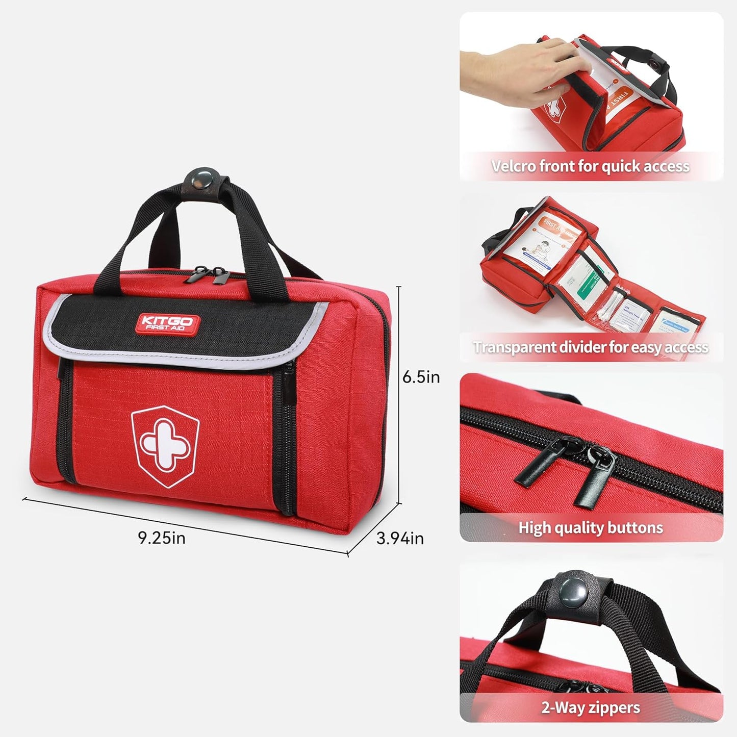 First Aid Kits - Emergency Medical Kit with 218 Pcs Medical Supplies, Sports First Aid Kits, Waterproof Trauma Kit for Car, Home, Businesses, Camping, Hiking, Adventure