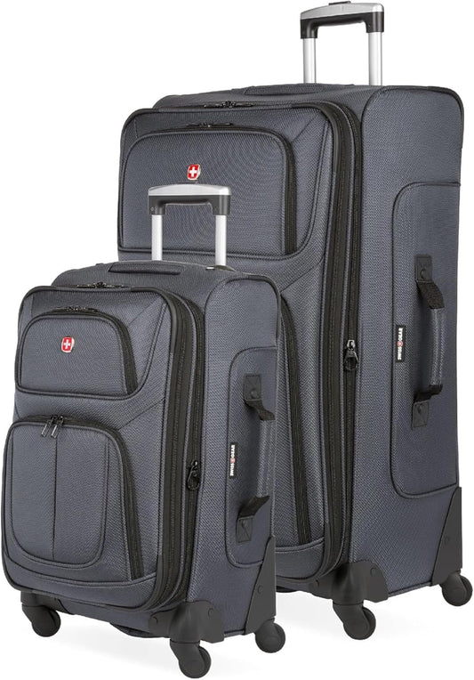 SwissGear Sion Softside Expandable Luggage with Spinner Wheels, Dark Grey, 2-Piece Set (21/25)