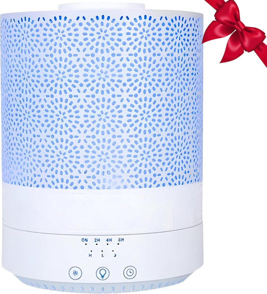 BlueHills 2500 ML XL Essential Oil Diffuser Aroma Humidifier with Timer for Large Home Decor Baby Rooms Big Huge 2.5 L Capacity Long Run Color Changing Lights Decorative Design High Mist White- F002