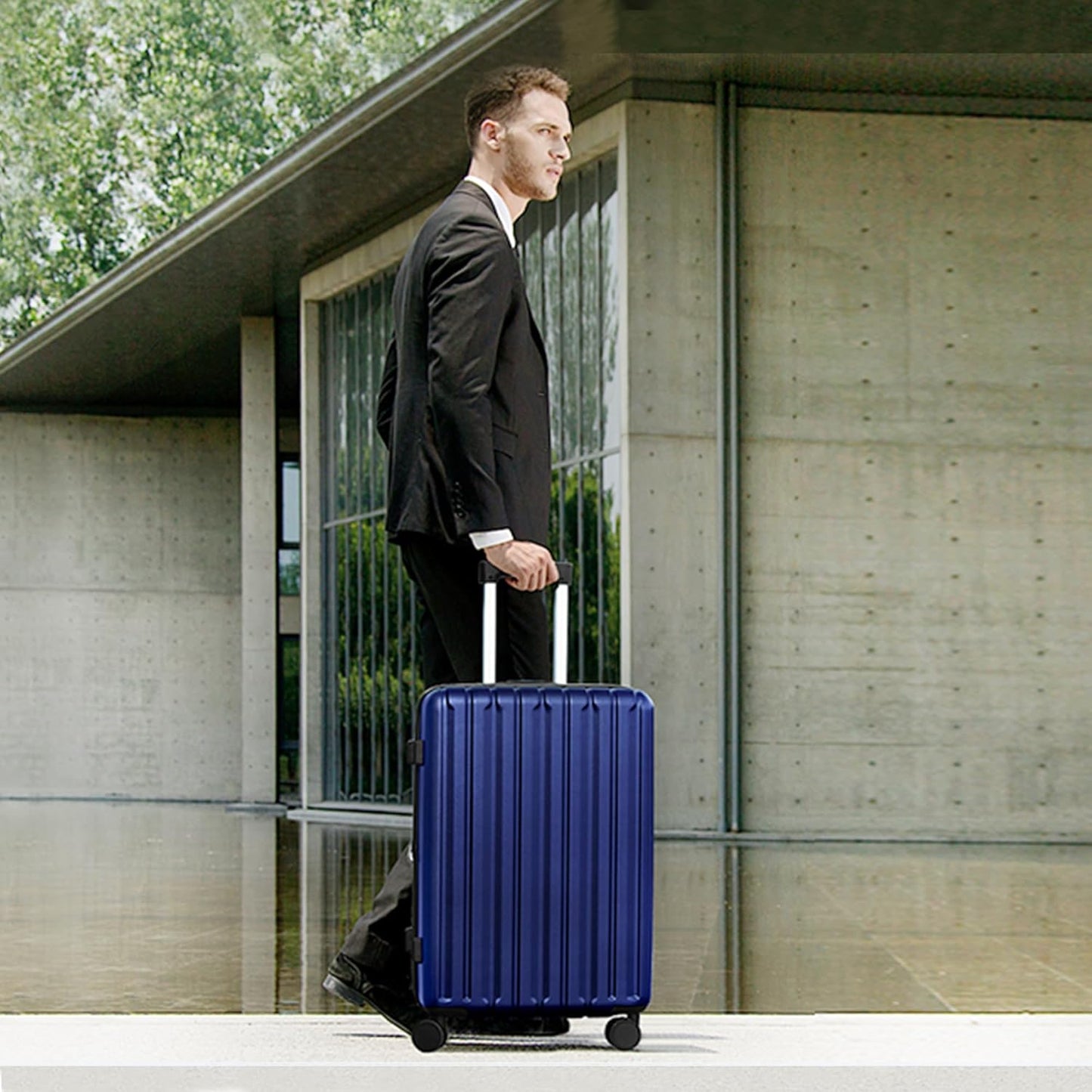 SHOWKOO Luggage Sets 3 Piece 100% PC Ultra Tough Hardside Expandable Suitcases Sets with TSA Lock Double Spinner Wheels (20in/24in/28in, Blue