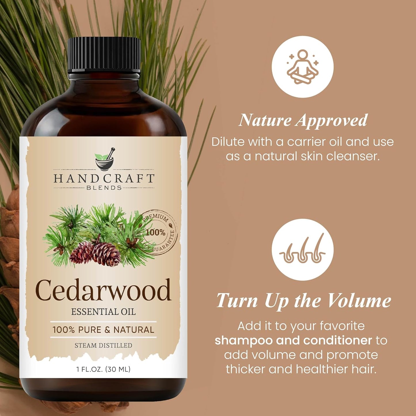 Handcraft Blends Cedarwood Essential Oil – 1 Fl Oz – 100% Pure and Natural – Premium Grade Essential Oil for Diffuser and Aromatherapy, Skin, Massage, Candle and Soap Making Fragrance