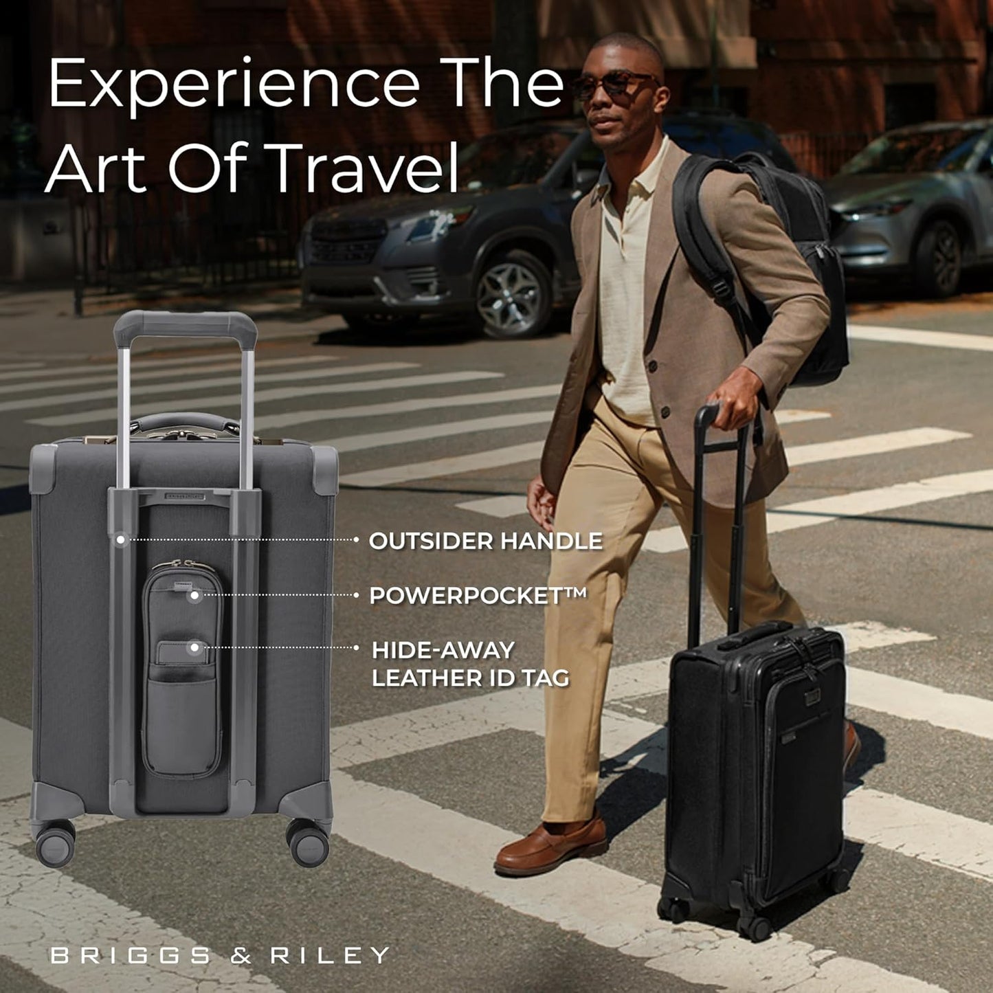 Briggs & Riley Global 21" Carry On Expandable Spinner - Luggage for Travel, Suitcases with Wheels, Softside Rolling Bag for Men & Women, Self-Repairing Zipper - Baseline Collection, Steel Gray