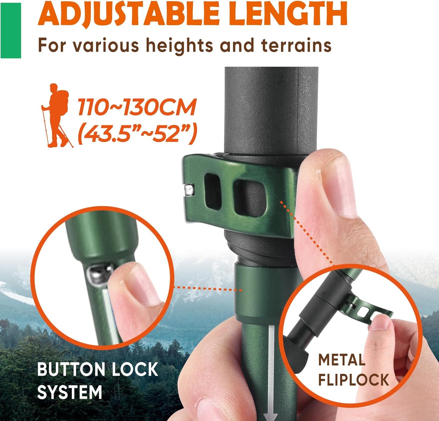 TREKOLOGY Trek-Z Cork Grip Trekking Poles – Lightweight Folding Hiking Poles, Adjustable Height, Compact Travel Design, Aircraft-Grade Aluminum Walking Sticks for Men & Women