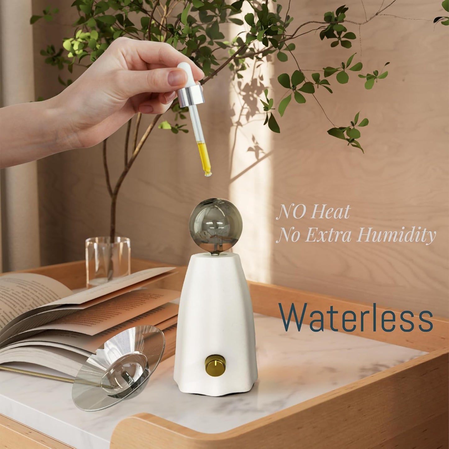 Scarecrow Glass Essential Oil Diffuser with Resin Base for Aromatherapy, Waterless Aroma Diffuser, Rechargeable & Portable Oil Nebulizer, Auto Shut-off Silent Operation Décor and Fragrance, Gift Ready