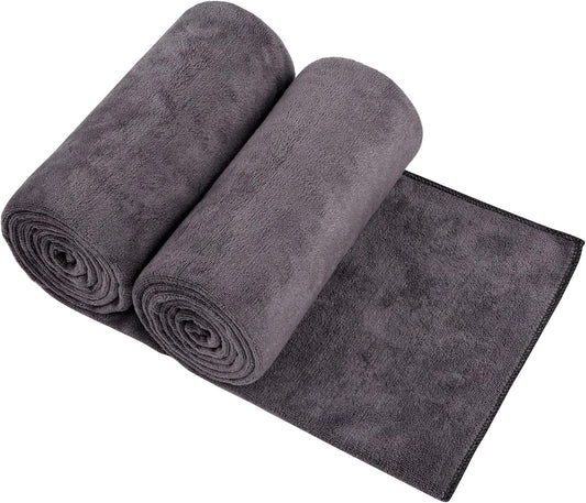 Orighty Bath Towels Pack of 2 - Soft Feel Grey Bath Towel Sets, Highly Absorbent Microfiber Towels for Body, Quick Drying, Microfiber Towel for Sport, Yoga, SPA, Fitness, (27’’ x 54’’)