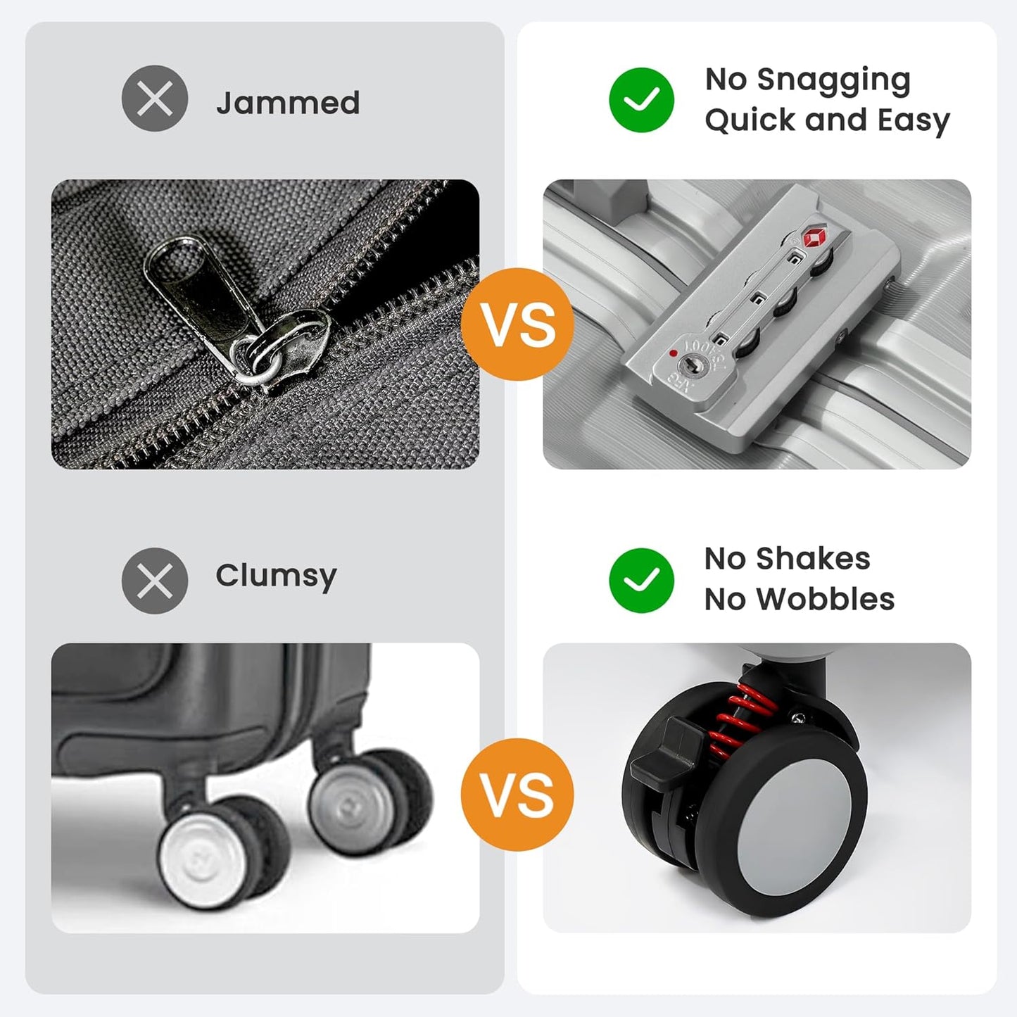 26 Inch Checked Luggage with Spinner Wheels, No Zipper Aluminum Frame Hard Shell Suitcases with TSA Lock, PC+ABS Lightweight Large Suitcase for Travel (Silver)