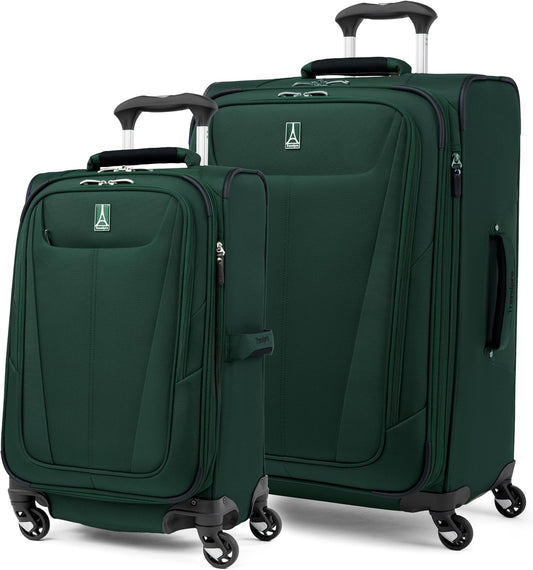 Travelpro Maxlite 5 Softside Expandable Luggage with 4 Spinner Wheels, Lightweight Suitcase, Men and Women, Forest Green, 2-Piece Set (21/25)