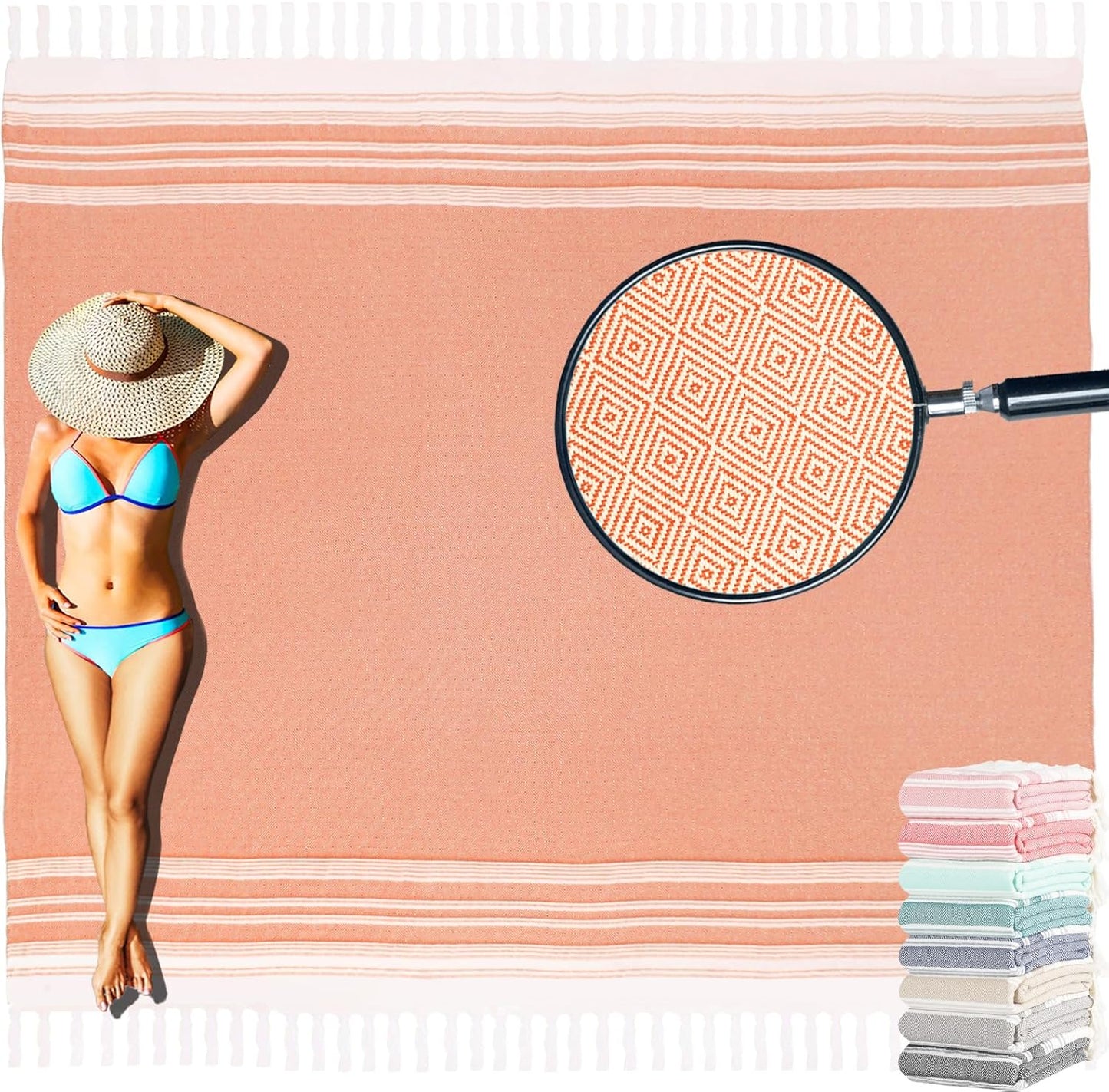 Oversized Turkish Beach Towel Blanket Cotton Giant XL Sandproof Towels Huge Linen XXL Extra Large Big Throw Quilt Blankets for Adults Cloud Travel Camping Glamping Accessories Essentials