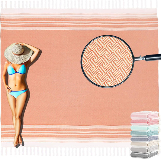 Oversized Turkish Beach Towel Blanket Cotton Giant XL Sandproof Towels Huge Linen XXL Extra Large Big Throw Quilt Blankets for Adults Cloud Travel Camping Glamping Accessories Essentials