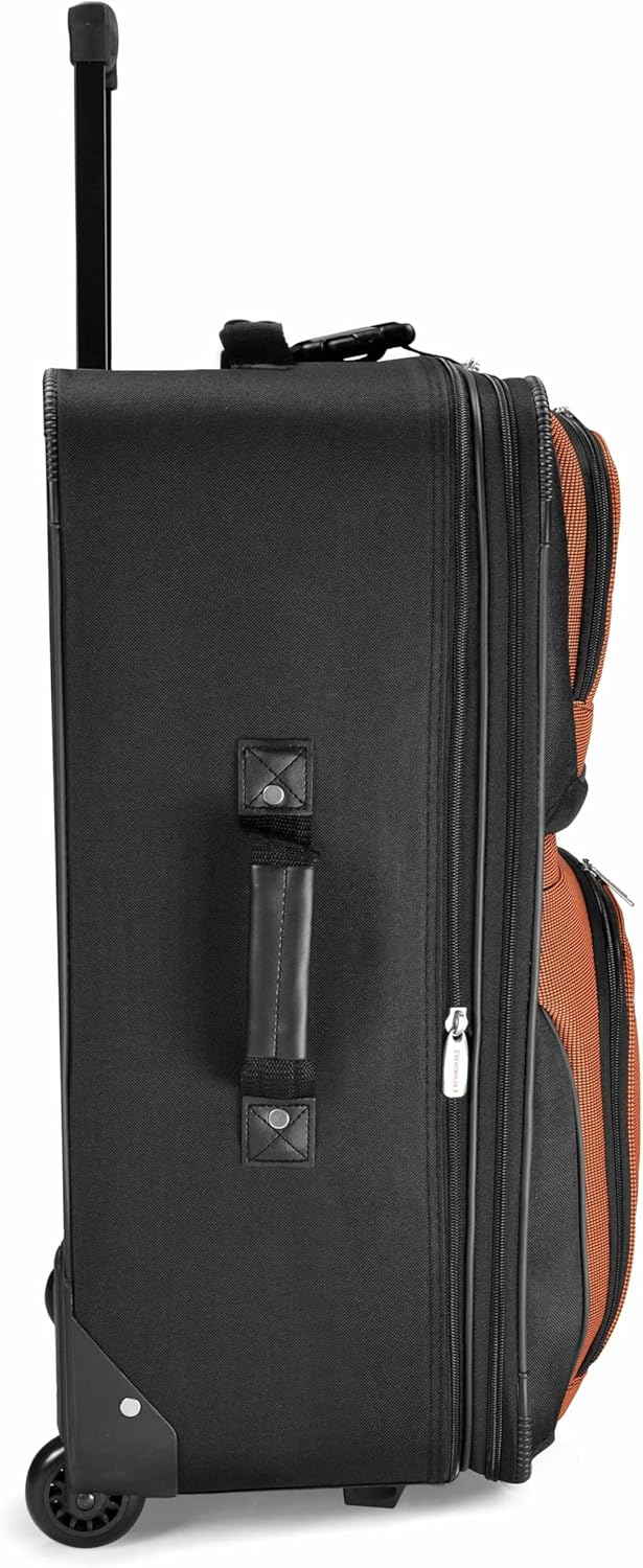 Travel Select Amsterdam 25-Inch Softside Expandable Rolling Upright Luggage, Lightweight 2-Wheel Suitcase with Push-Button Handle, Orange