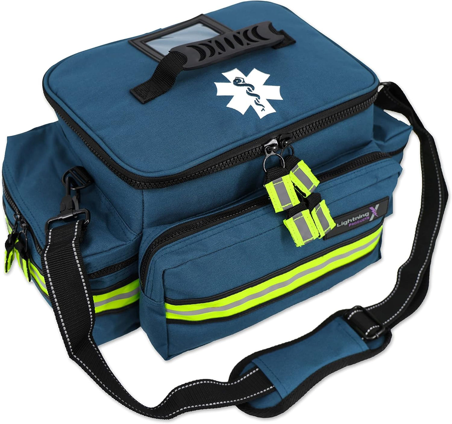 Lightning X Products Lightning X Mid-Sized First Responder EMT Bag | LXMB25 Fully Stocked Aid Kit w/ 200+ BLS Supplies - Blue