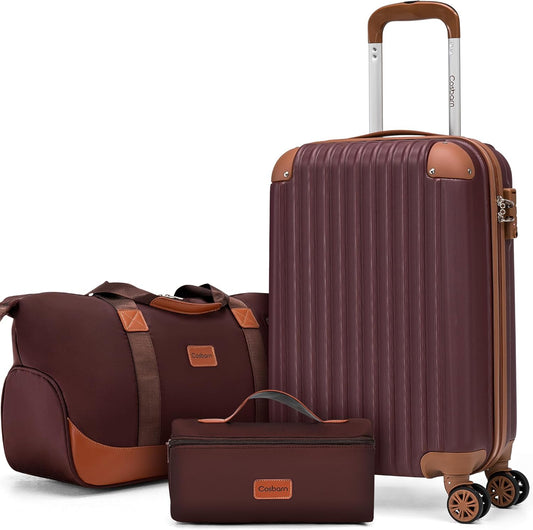 Carry On Luggage Sets 3 Piece, 20 Inch Luggage 22x14x9 Airline Approved with Wheels and TSA Lock, ABS Lightweight Hardshell Travel Suitcase Set with Duffel Bag Travel Bag for Men Women