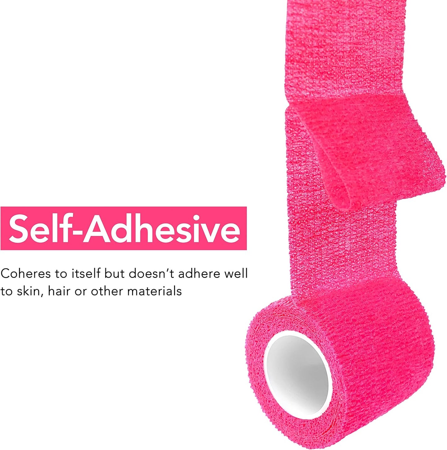 RISEN Cohesive Bandage 2” x 5 Yards, 6 Rolls, Self Adherent Wrap Medical Tape, Adhesive Flexible Breathable First Aid Gauze Ideal for Stretch Athletic