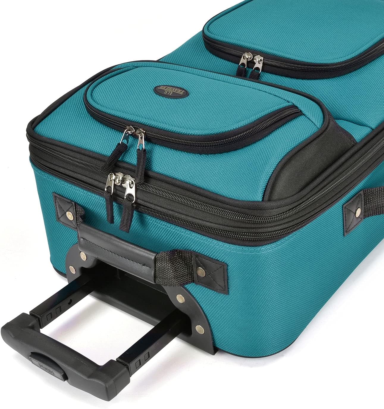 U.S. Traveler Lightweight Rolling 21" Carry On Luggage Softside Suitcase, Teal, 2-Wheel Single