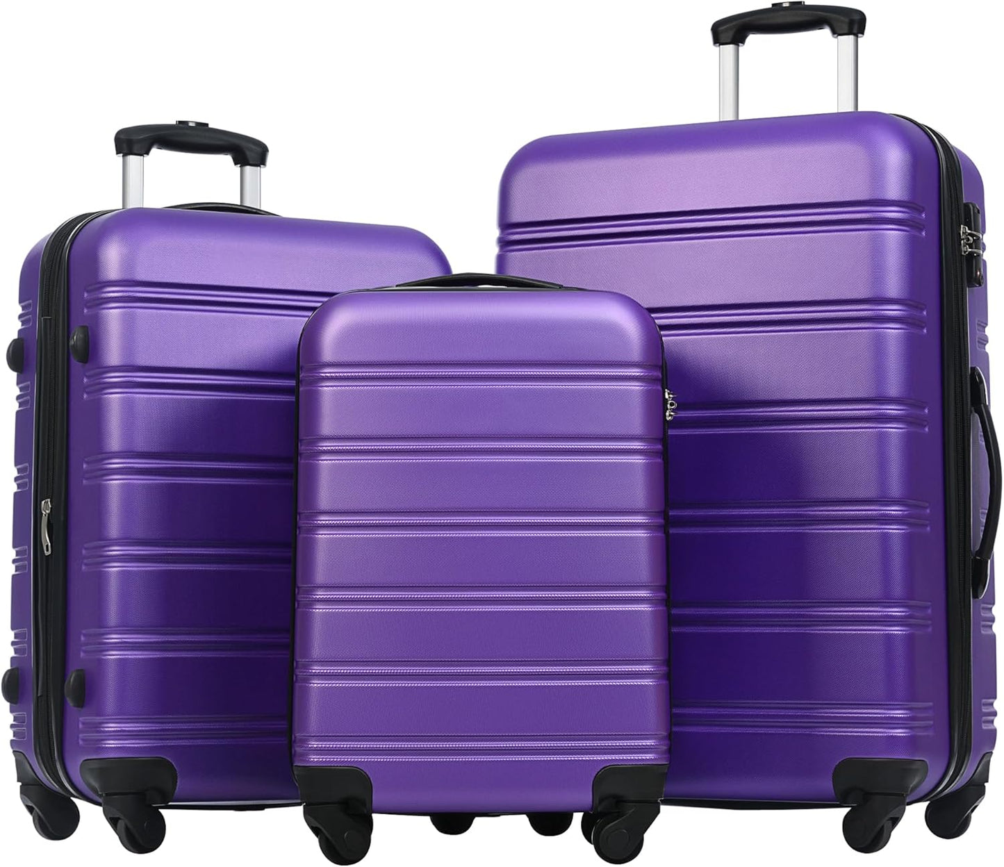 Merax Luggage Sets of 3 Piece Carry on Suitcase Airline Approved, 20/24/28 IN Hard Case Expandable Spinner Wheels (Purple)