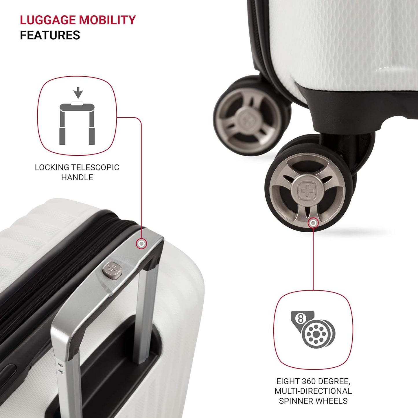 SwissGear 7272 Energie Expandable Hardside Luggage with Spinner Wheels and TSA Lock, White, 2-Piece Set (19/27)