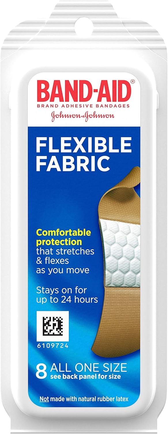 Band-Aid Brand Flexible Fabric Adhesive Bandages for Wound Care and Protection, Travel Pack, 8 ct