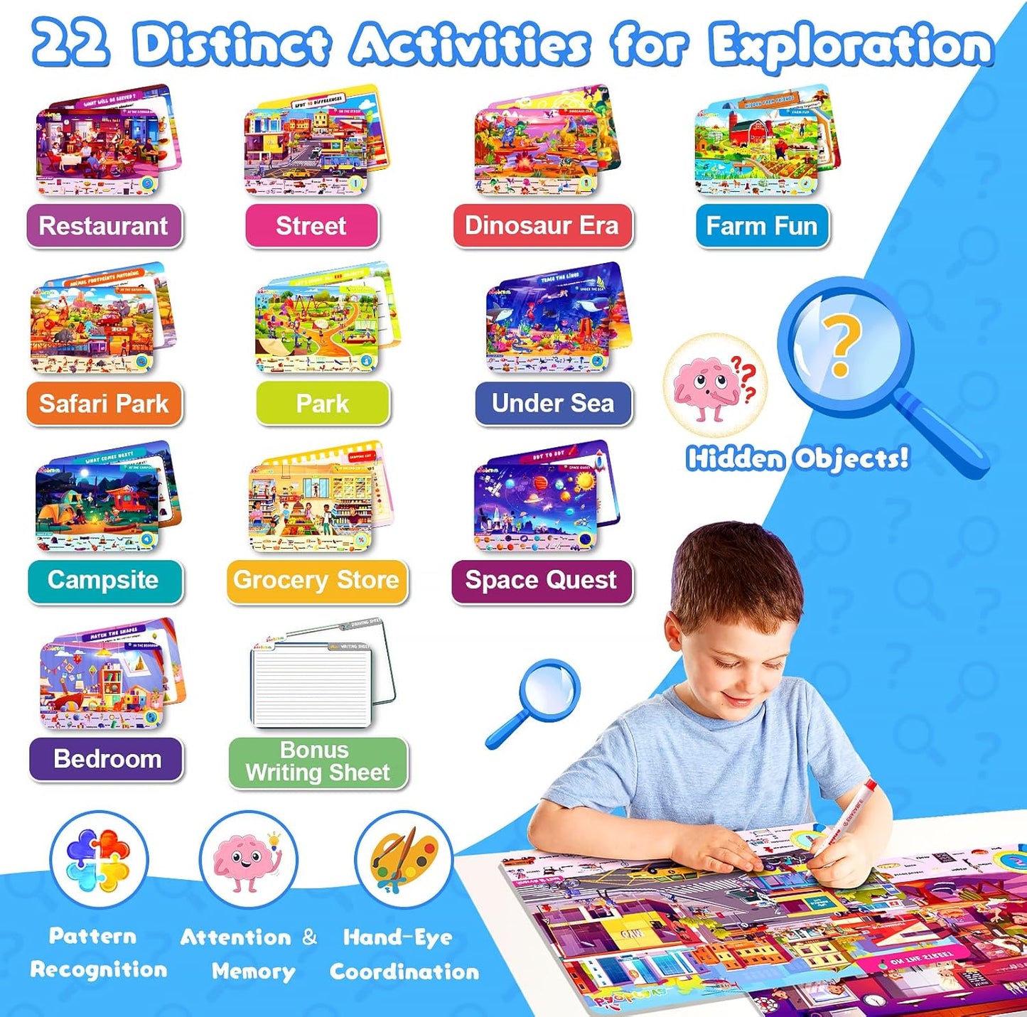 Search and Find Game Books - Preschool Learning Activities for Kids Age 3-8, Travel Games for or Road Trip Car Airplane, Educational Seek Activity Birthday Gifts for Boys and Girls