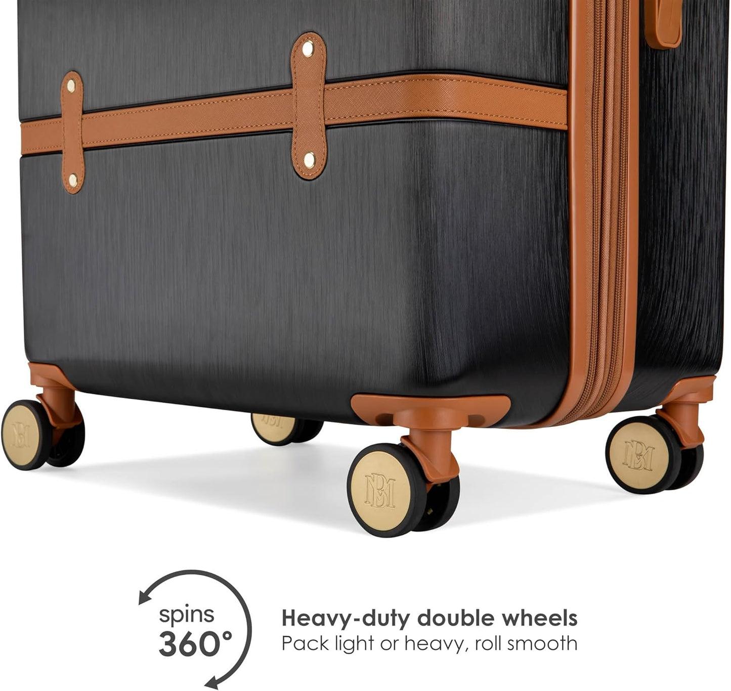 Badgley Mischka Grace 3 Piece Polycarbonate-ABS Expandable Retro Luggage Set (Black)