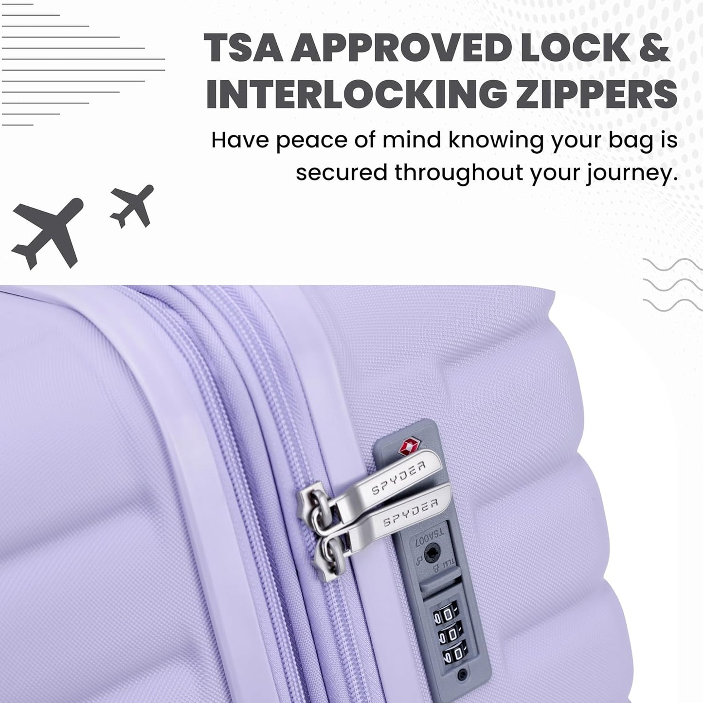 Spyder 20" Hardside Carry-On Luggage, Durable Lightweight Hardshell Suitcase with 360° Spinner Wheels, Expandable for up to 20% More Space, TSA Approved Lock, Lilac