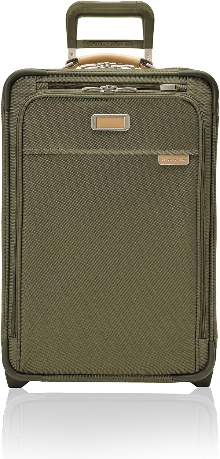 Briggs & Riley Essential 22" 2-Wheel Expandable Carry On - Luggage for Travel, Suitcases with Wheels, Softside Rolling Bag for Men & Women, Self-Repairing Zipper - Baseline Collection, Olive