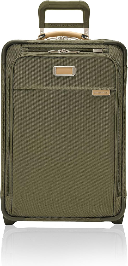 Briggs & Riley Essential 22" 2-Wheel Expandable Carry On - Luggage for Travel, Suitcases with Wheels, Softside Rolling Bag for Men & Women, Self-Repairing Zipper - Baseline Collection, Olive