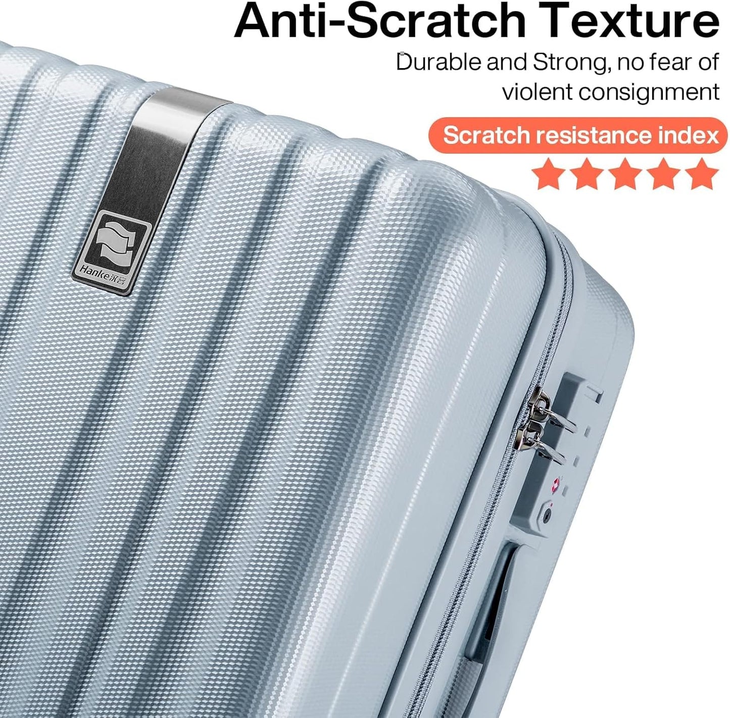 Hanke Luggage Sets 3 piece Carry On Luggage with Wheels PC Hard Shell Suitcases Lightweight Checked Travel Luggage Large Travel Suitcase Woman Men 20/24/29 Inch(Grey)