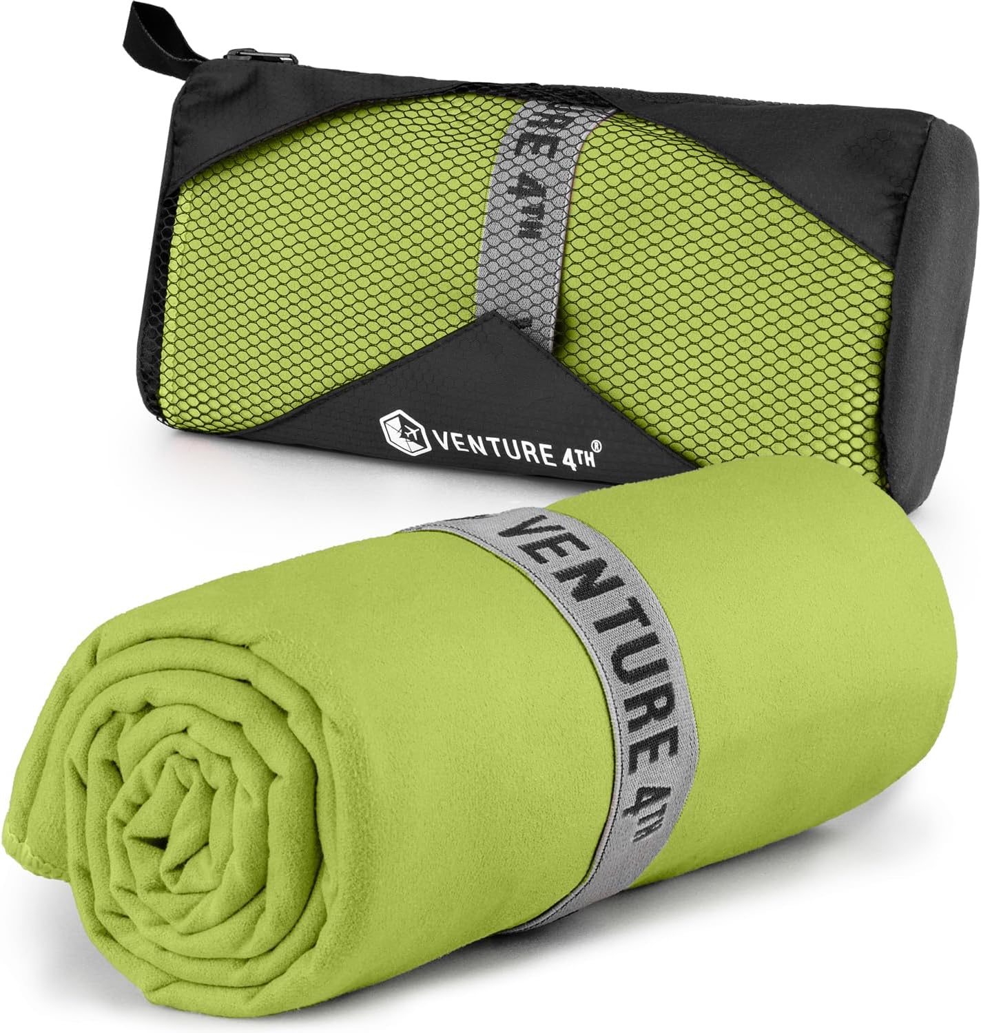 VENTURE 4TH Quick Dry Towel. Microfiber Travel Towel Ideal for Camping, Hiking, Backpacking, Gym. Lightweight & Fast Drying Travel Towels for Body. Compact & Easy to Pack - Lime Medium