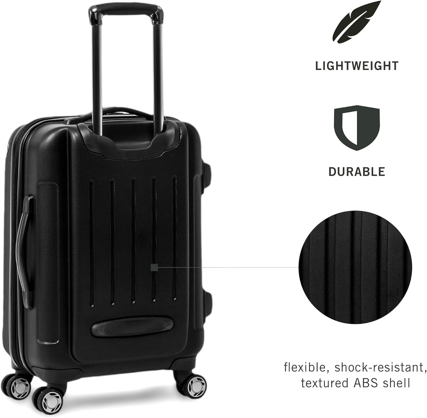 Kenneth Cole REACTION Renegade Luggage Expandable 8-Wheel Spinner Lightweight Hardside Suitcase, Black, 3-Piece Set (20"/24"/28")