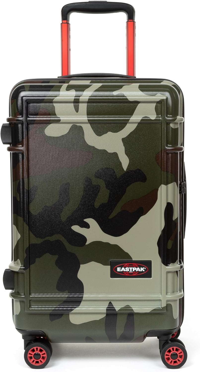EASTPAK Resist'R Zip S – 34L Hardshell Suitcase with Dual Compartments, TSA Lock, Silent 360° Spinner Wheels & Water-Resistant Design, Camo