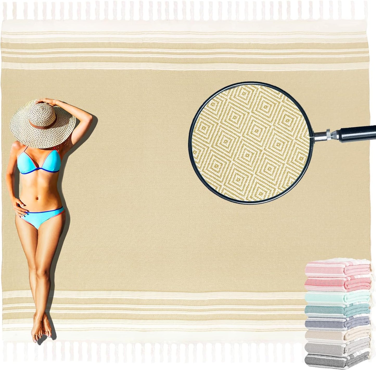 Oversized Turkish Beach Towel Blanket Cotton Giant XL Sandproof Towels Huge Linen XXL Extra Large Big Throw Quilt Blankets for Adults Cloud Travel Camping Glamping Accessories Essentials