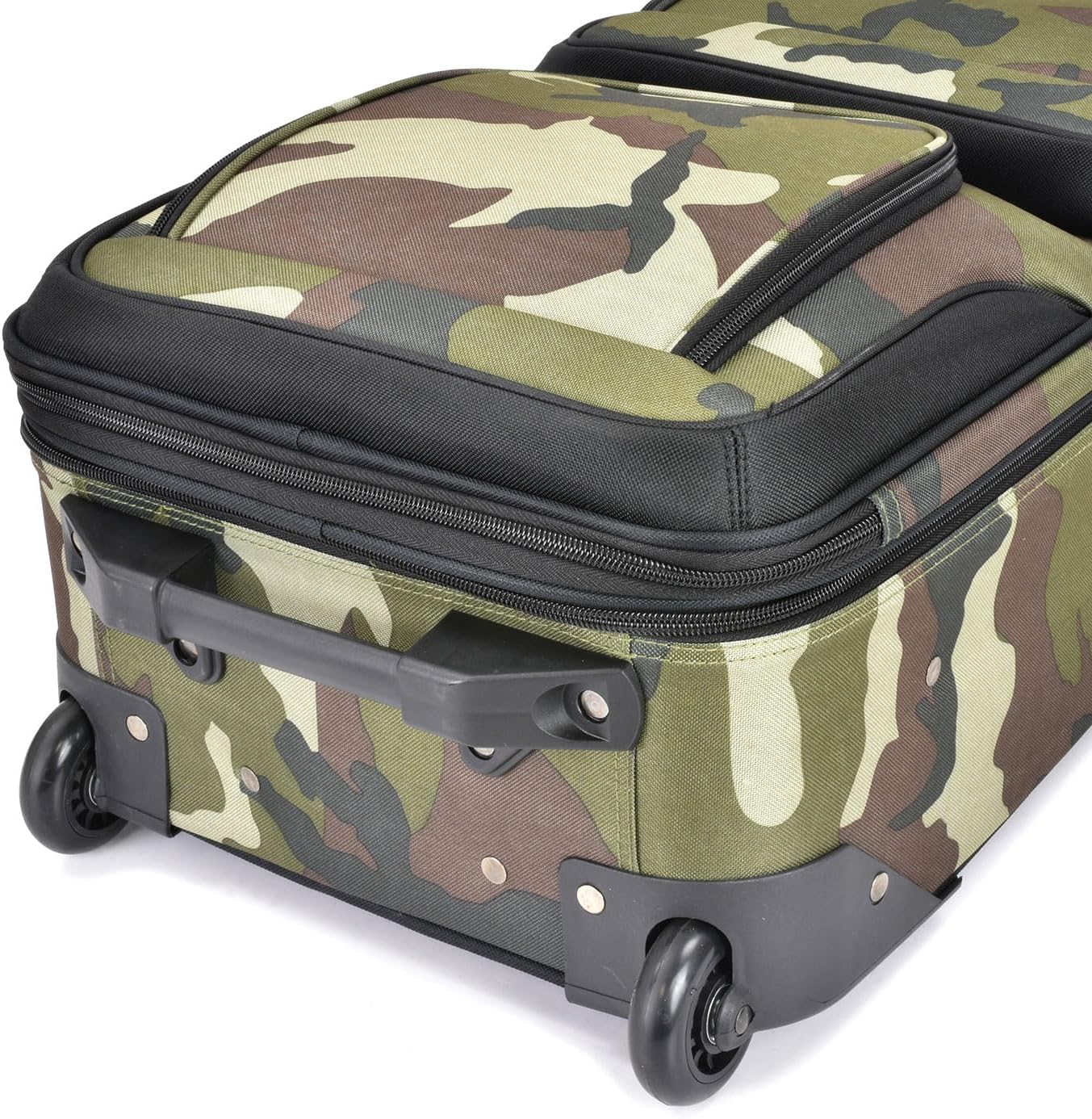 U.S. Traveler Lightweight Rolling 20" Carry On Luggage Softside Suitcase, Camouflage, 2-Wheel Single
