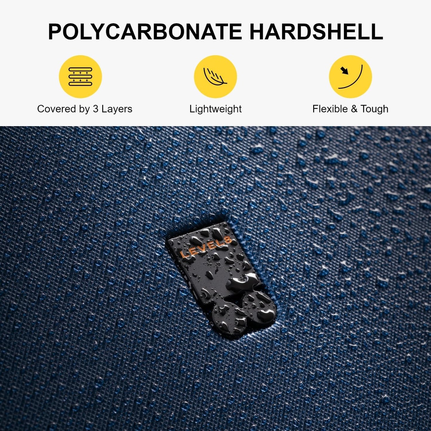 LEVEL8 Carry on Luggage Airline Approved, Carry-on Suitcases with Wheels, Lightweight Hardside Luminous Textured Luggage for Travel with Tsa Lock, 20 Inch, Navy