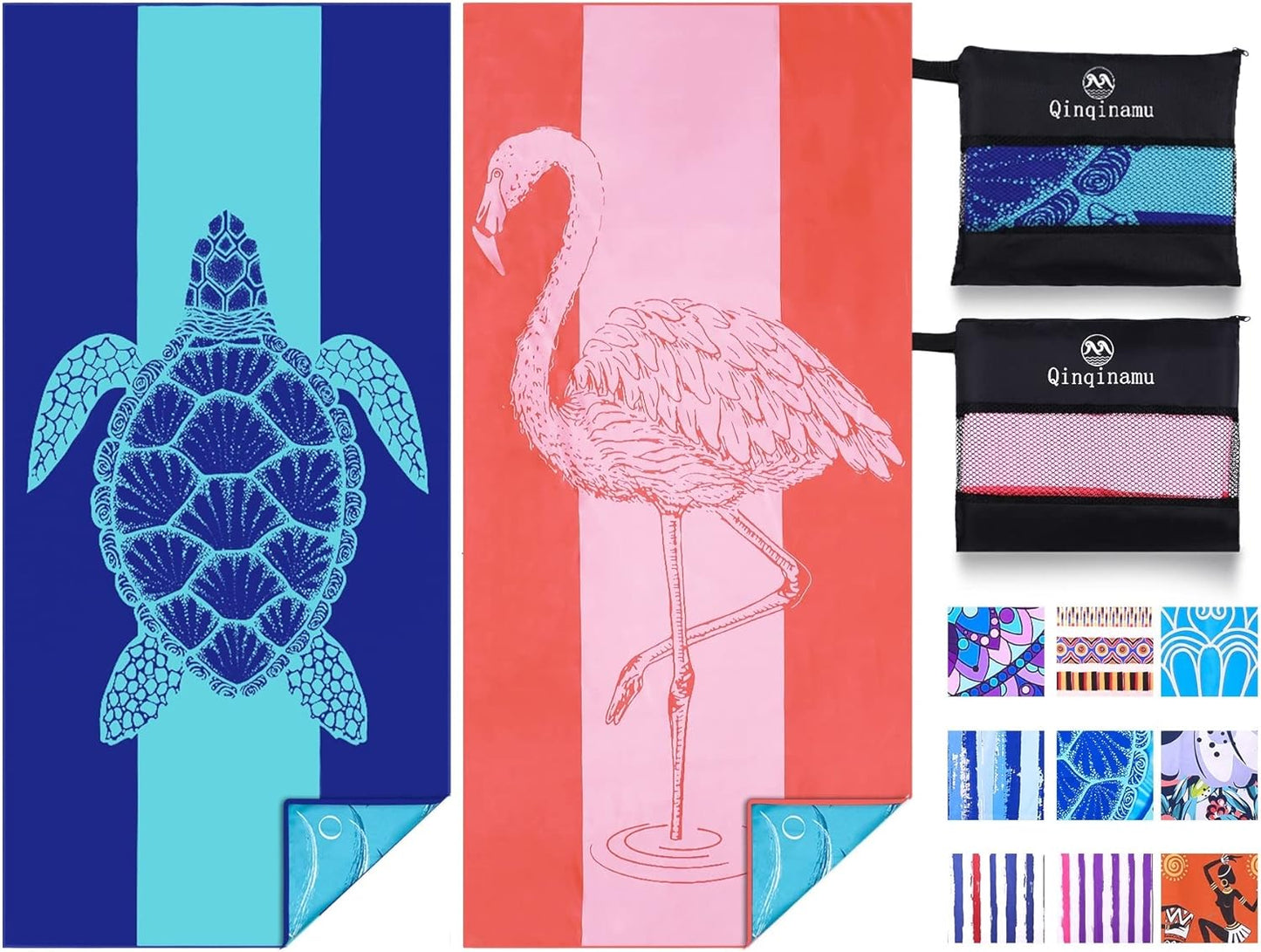 2 Pack Microfiber Lightweight Beach Towel 71"x32" Oversized Extra Large Thin Sand Free Towels Travel Swim Pool Yoga Gym Camping for Adults Women Men Beach Essentials Accessories Vacation Gift