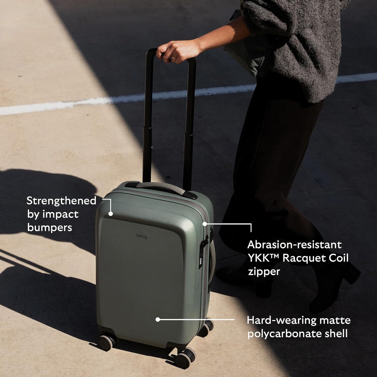 Bellroy Transit Carry-On Plus (46L carry-on luggage, with hard shell and removable packing cells) - Chalk