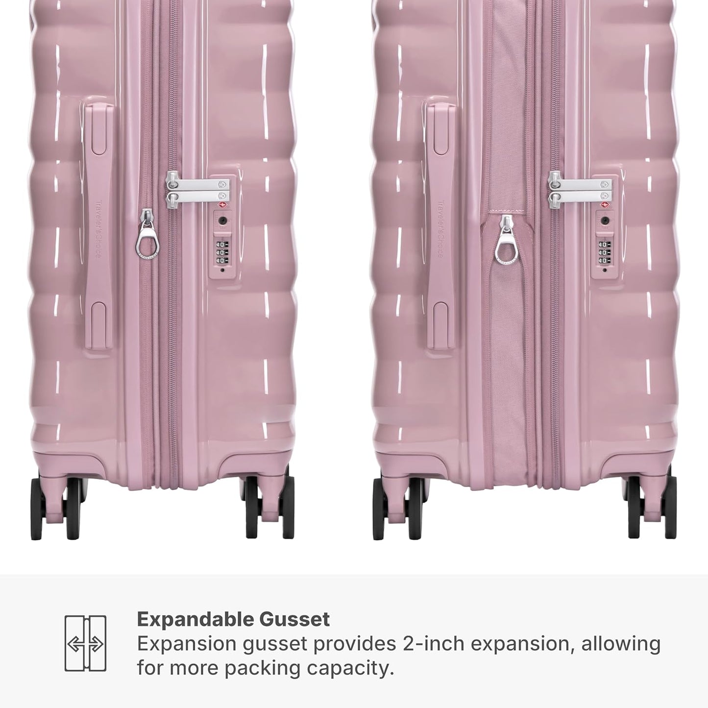 Traveler's Choice Edinburgh II Hardside Spinner Luggage with TSA Lock, Pink, 2 Piece (21/29)