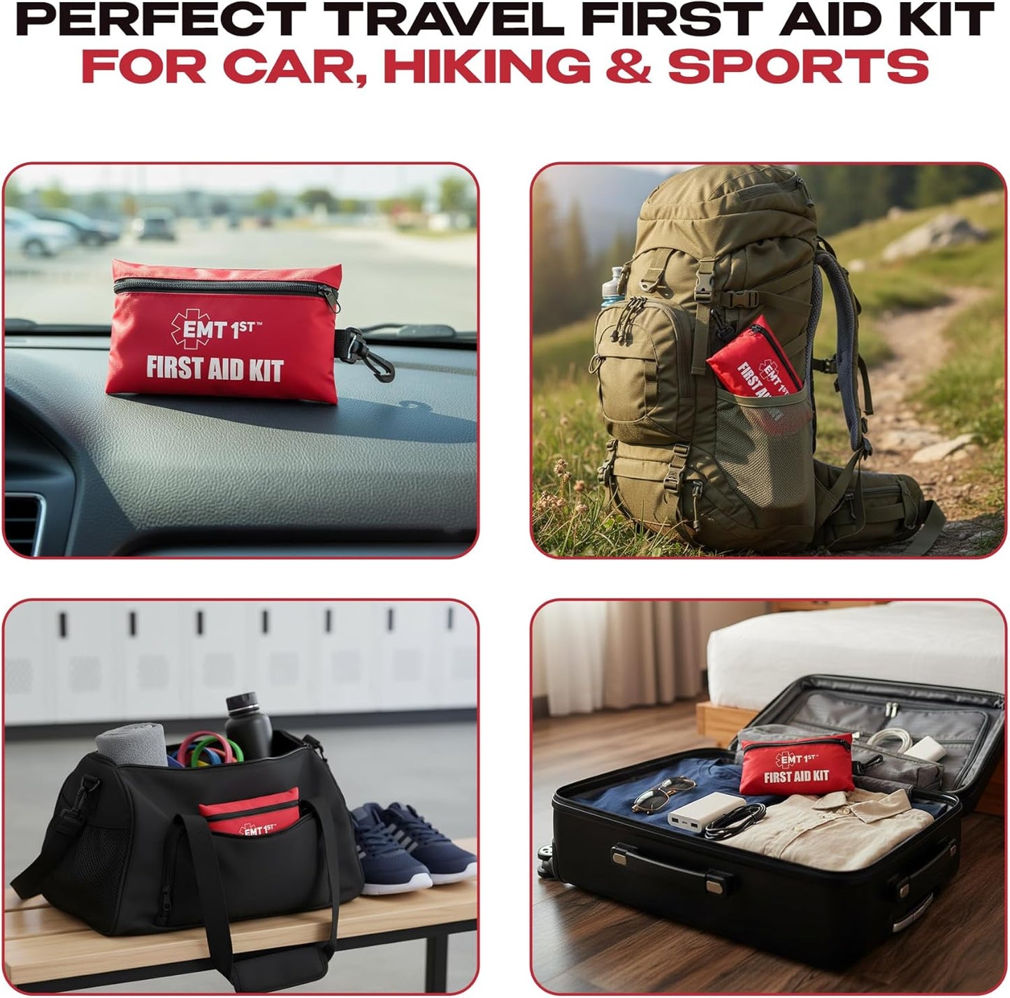 EMT 1st 73 Pcs Emergency Responder Mini First Aid Kit Pouch with 23 Unique Items & Emergency Blanket,First Aid Kit for car, Travel & Home - Emergency Bag for Hiking, Camping, Backpacking and Outdoor