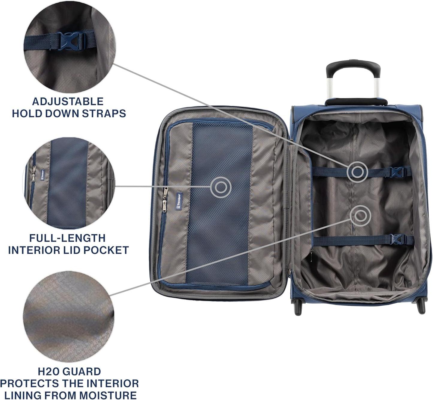 Travelpro Tourlite Softside 22" Expandable Carry-On Rollaboard (2-Wheel) Lightweight Luggage, Blue Suitcase