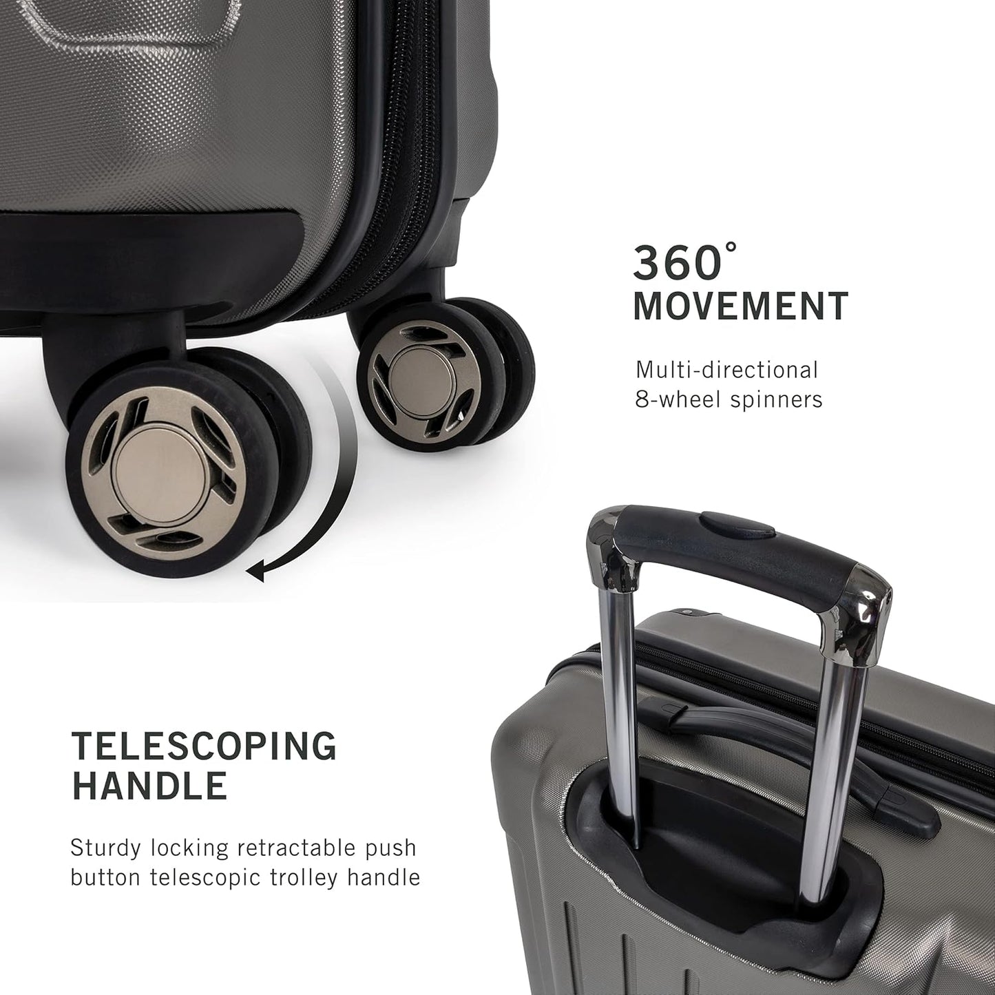 Kenneth Cole REACTION Renegade Luggage Expandable 8-Wheel Spinner Lightweight Hardside Suitcase, Silver, 3-Piece Set (20"/24"/28")