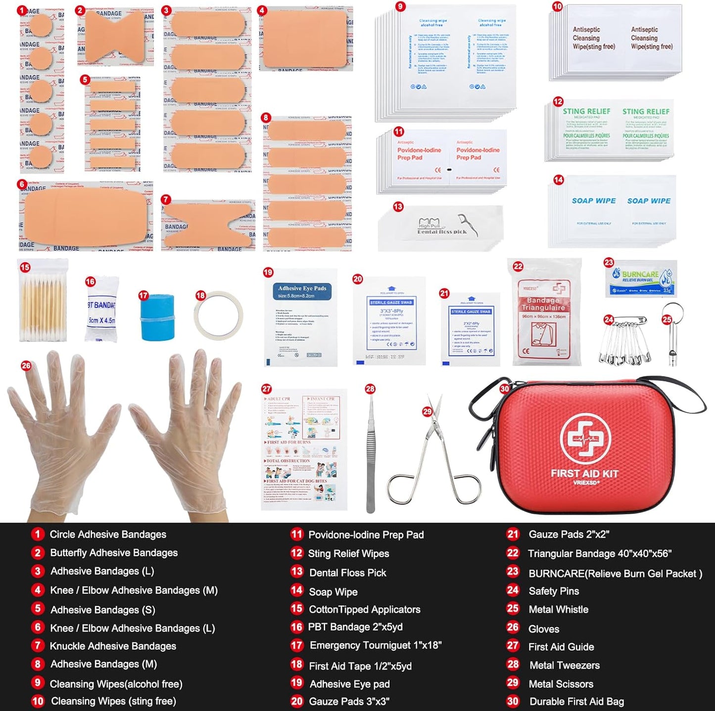 Mini First Aid Kit - 150 Piece Small Waterproof Hard Shell Medical Kit for Home, Car, Travel, Camping, Truck, Hiking, Sports, Office, Vehicle & Outdoor Emergencies- Small First Aid Medical Kit (Red)