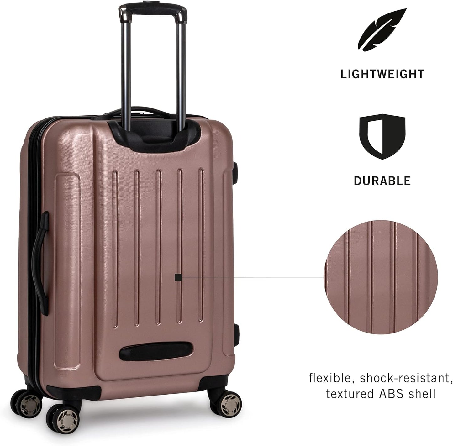 Kenneth Cole REACTION Renegade Luggage Expandable 8-Wheel Spinner Lightweight Hardside Suitcase, Rose Gold, 28-Inch Checked
