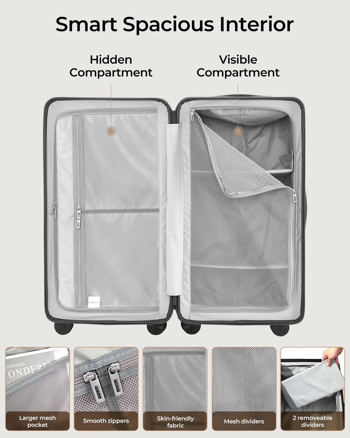 Trunk Luggage, 28 Inch Checked Luggage with Spinner Wheels, Lightweight PC Hard Shell Large Suitcase with TSA Lock, Removable Dividers (Black, 1PC)