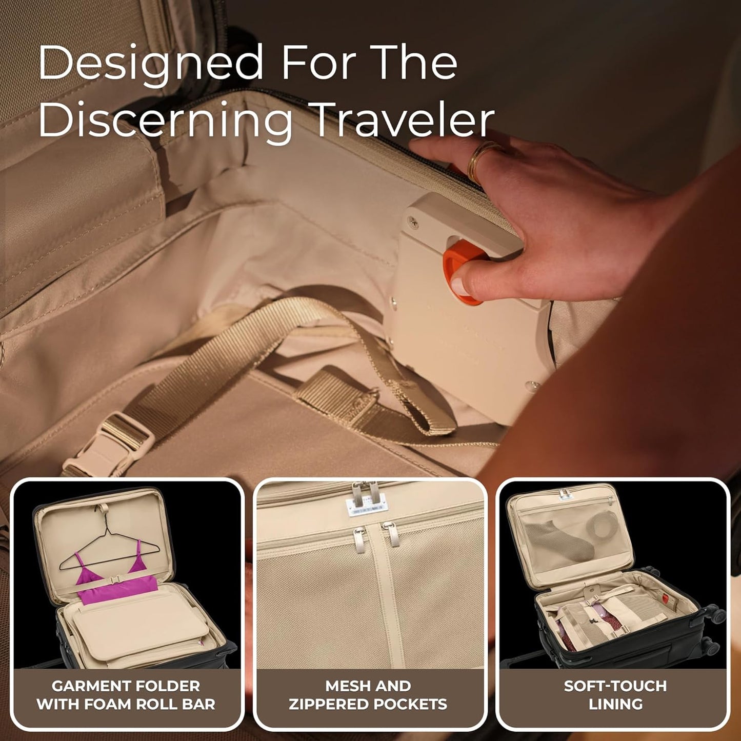 Briggs & Riley Global 21" Carry On Expandable Spinner - Luggage for International Travel, Suitcases with Wheels, Softside Rolling Bag for Men & Women, Self-Repairing Zipper- Baseline Collection, Black