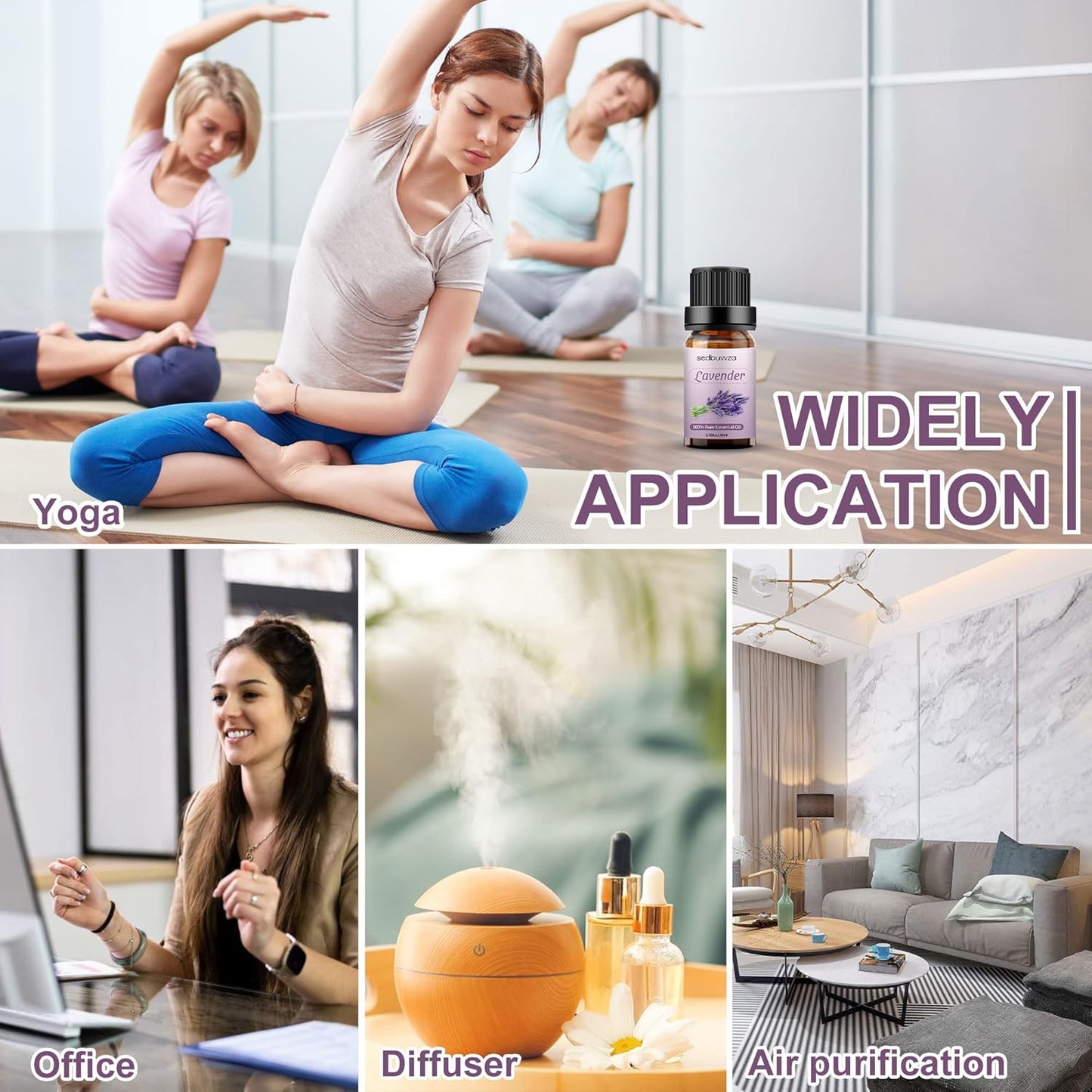 Sedbuwza Lavender Essential Oil, Pure Organic Lavender Fragrance Oil for Diffuser, Humidifier, Soap, Candle, Perfume