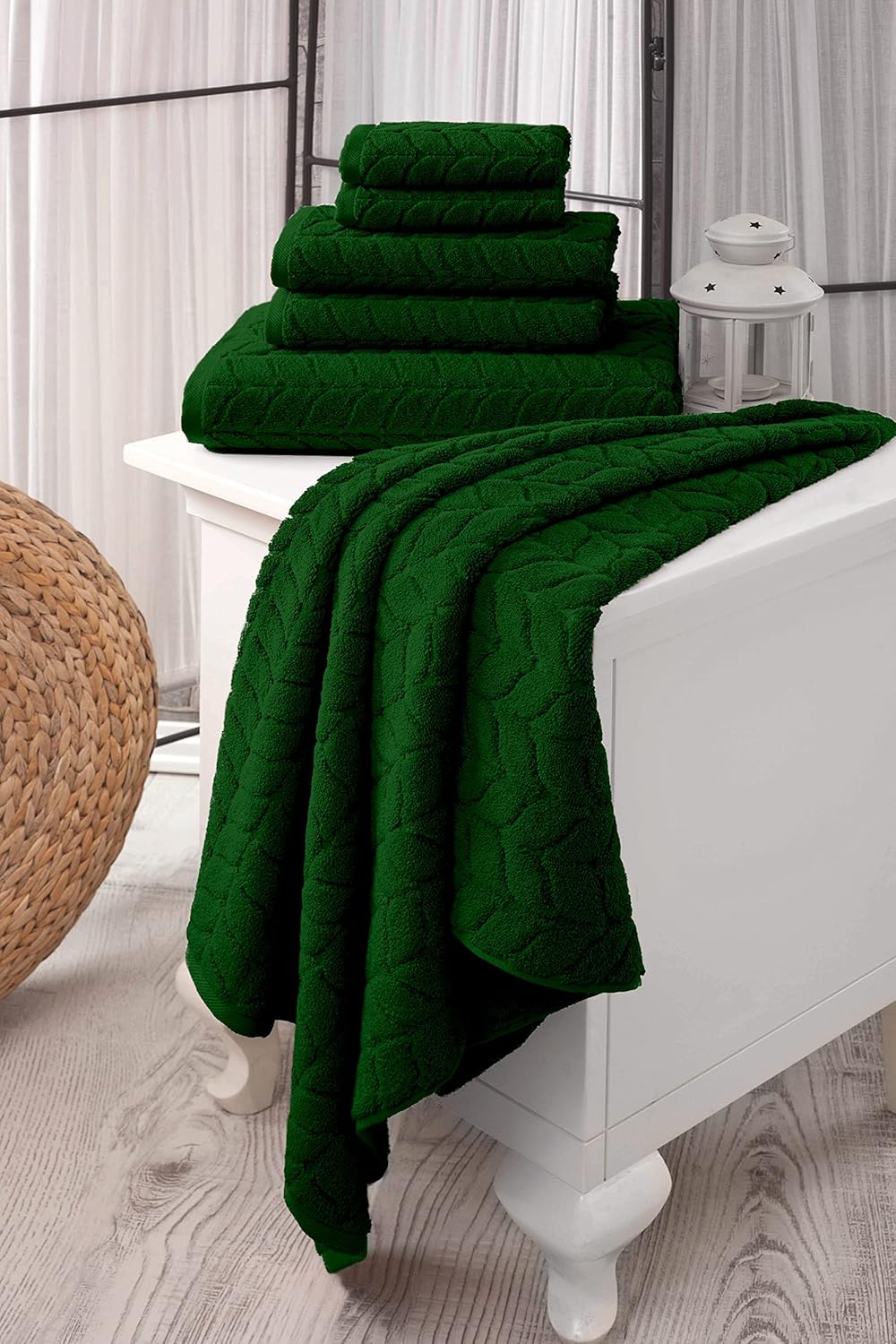 BAGNO MILANO Turkish Bath Towels, Soft Plush Jacquard Luxury Bath Towels, Quick Dry Towel Set (Royal Green, 2 pcs Bath Towel Set)