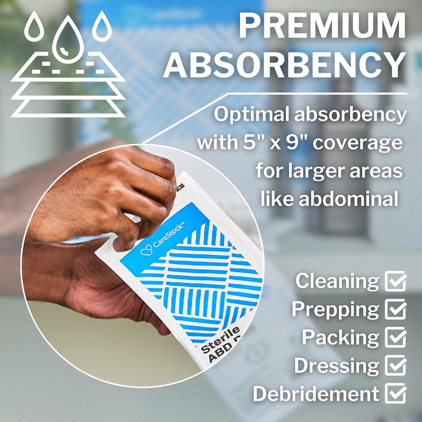 CareStock Abdominal Pads 5x9 in [20-Pack] Sterile ABD Pads, Extra Absorbent, Individually Wrapped, Wound Care First Aid